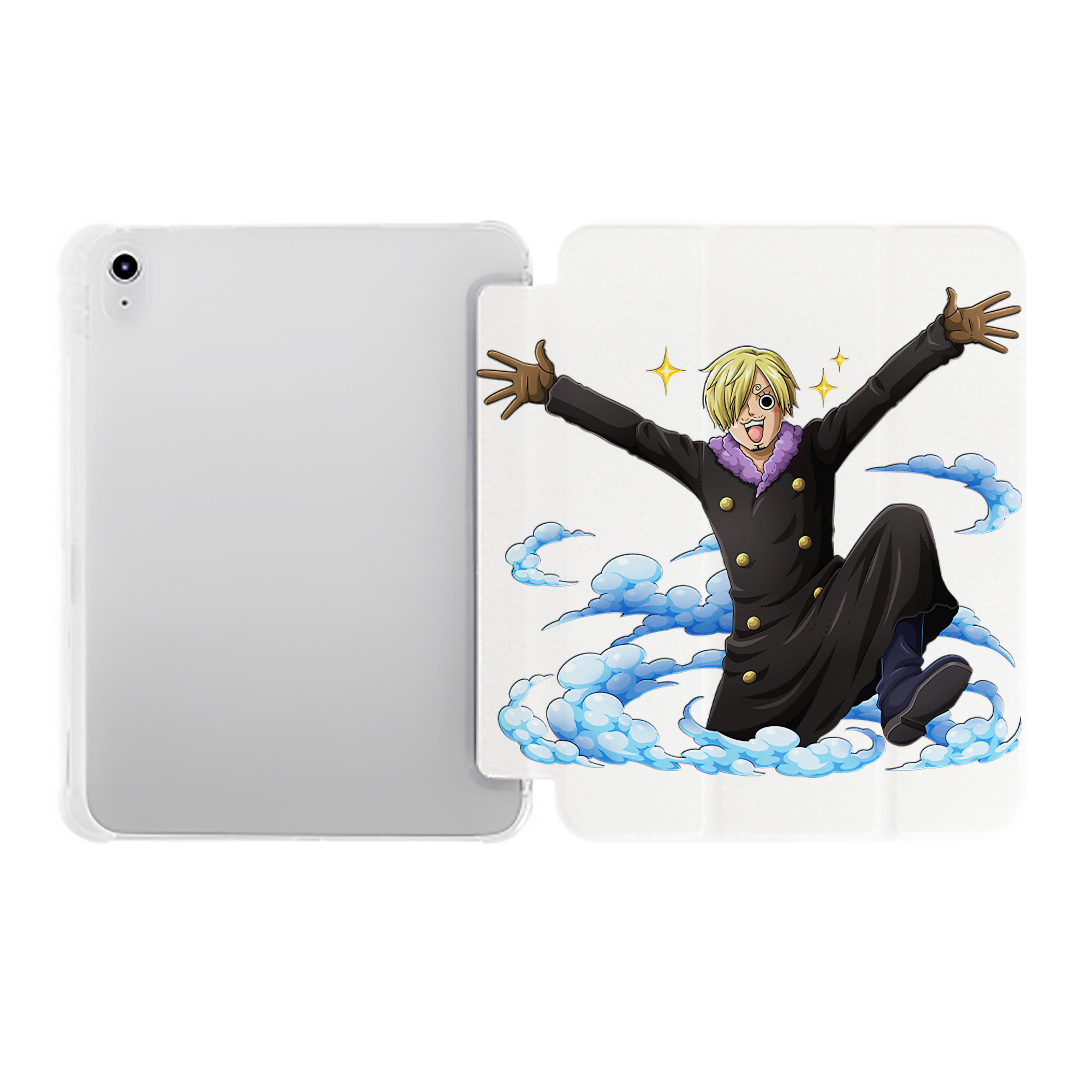 （画像用） ワンピース サンジ ONE PIECE Sanji IPad ケース ペン収納付き 三つ折りスタンド PUレザー×シリコン 対応機種9.5/10.5/10.9インチ